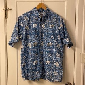 Vintage Reyn Spooner full button down Aloha shirt. Blue. Men’s LARGE